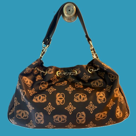 Sharif Shoulder Bag Saffiano Leather Gold Hardware Animal Print Interior NWOT - Picture 7 of 12